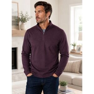 Spring‎ + Mercer Shirt Mens 2XL Purple Long Sleeve Cotton Blend 1/4 Zip Pullover